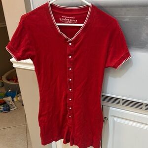 Vintage Victoria's Secret Red Button-Up Short Union Suit